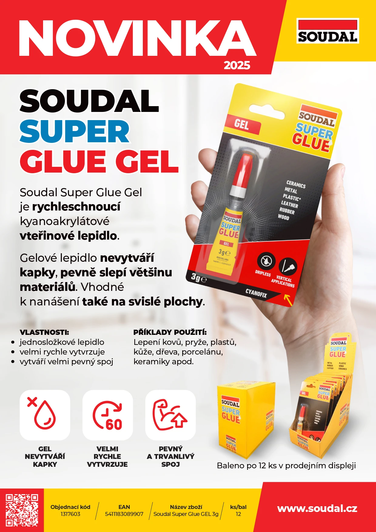 Novinka A4 Soudal Super Glue GEL 3g